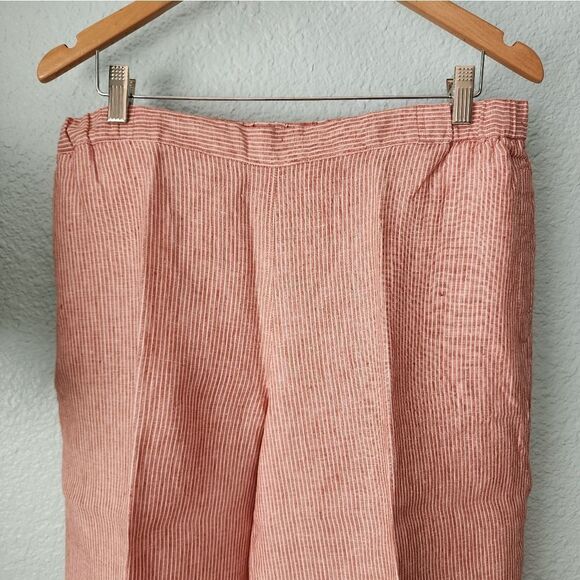 Coldwater Creek pants 100 % linen cropped elastic waistband wide leg - Picture 3 of 16